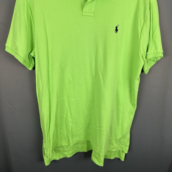 Polo Ralph Lauren Polo‎ Shirt Mens Large Green Pique Mesh Custom Fit - Picture 3 of 6